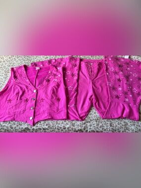 Barbie Hot Pink Star-Print Set with Top and Bottoms